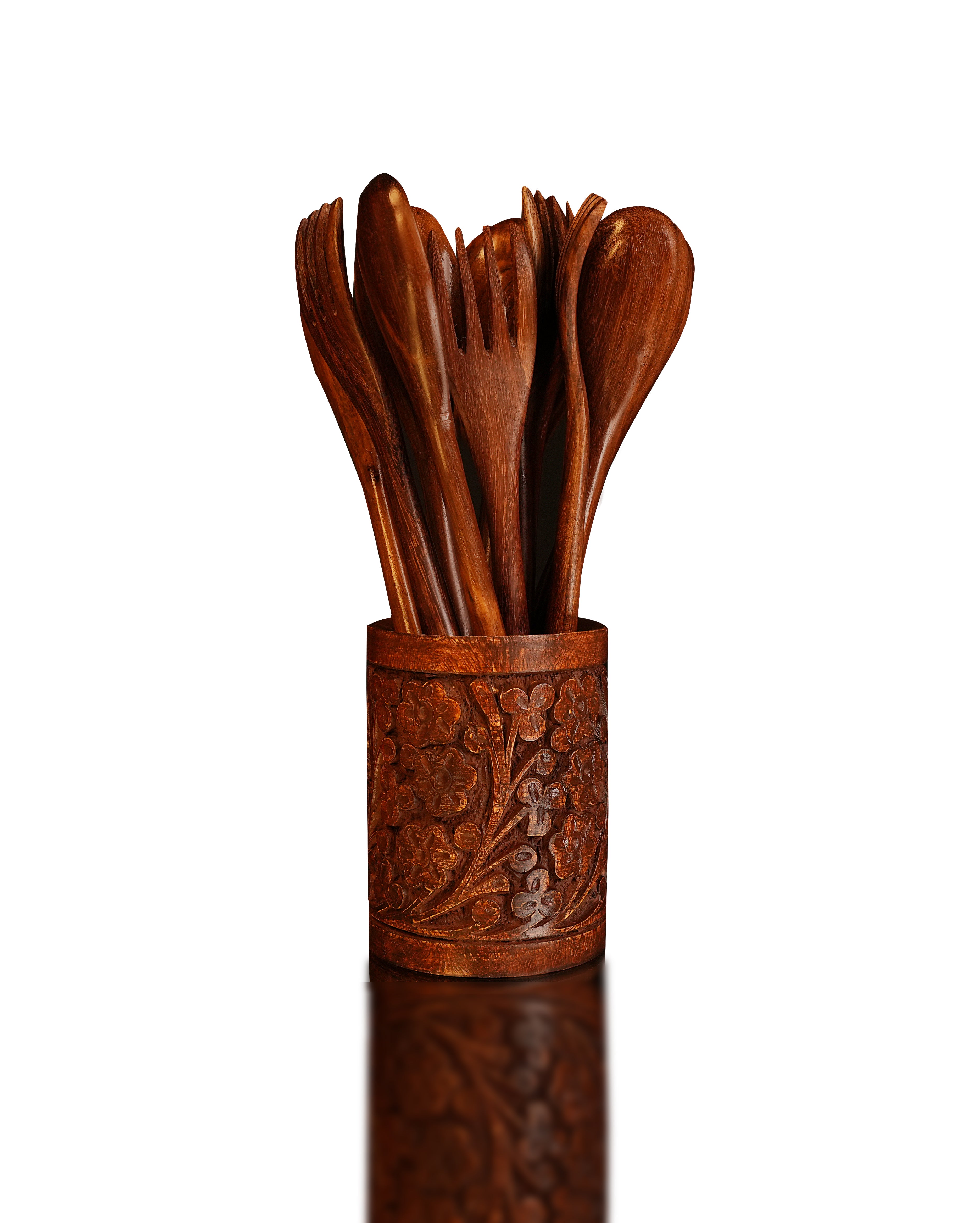 Wood Salad Mixing Dinner Fork Long Handle Serving Spoon Set Drink Soup Dessert Wooden Spoon