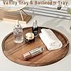 Candle Holder Tray Home Decor, Round Wood Tray for Coffee Table, Small Wooden Serving Decorative Trays for Home