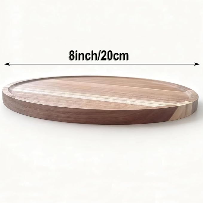 Candle Holder Tray Home Decor, Round Wood Tray for Coffee Table, Small Wooden Serving Decorative Trays for Home