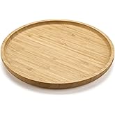 Candle Holder Tray Home Decor, Round Wood Tray for Coffee Table, Small Wooden Serving Decorative Trays for Home