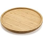Candle Holder Tray Home Decor, Round Wood Tray for Coffee Table, Small Wooden Serving Decorative Trays for Home
