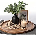 Candle Holder Tray Home Decor, Round Wood Tray for Coffee Table, Small Wooden Serving Decorative Trays for Home