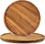 Candle Holder Tray Home Decor, Round Wood Tray for Coffee Table, Small Wooden Serving Decorative Trays for Home