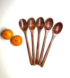 Wood Salad Mixing Dinner Fork Long Handle Serving Spoon Set Drink Soup Dessert Wooden Spoon