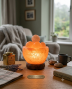 Himalayan salt bowl lamp with massage balls.