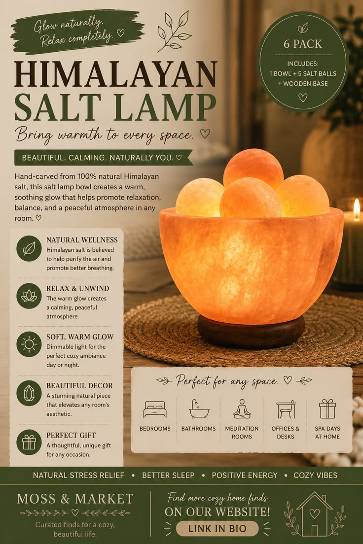 Himalayan salt bowl lamp with massage balls.