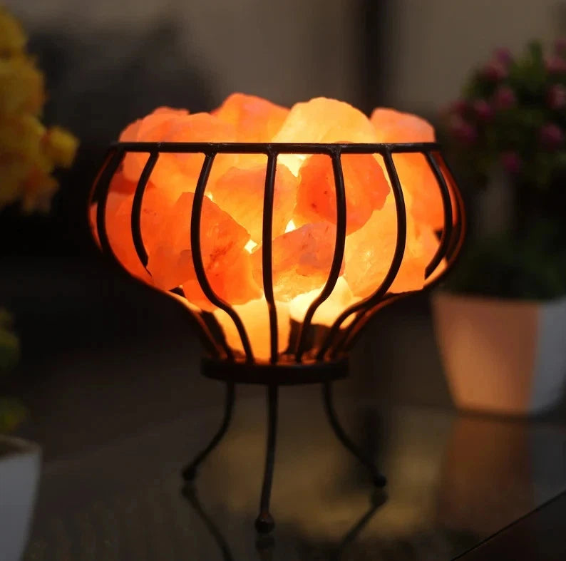Luxury Himalayan Salt Lamp in Iron Bowl