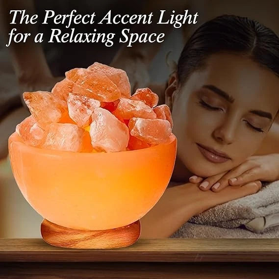 Himalayan Bowl Salt Lamp, USB Crystal Fire Bowl Lamp for Home Decor Night Light