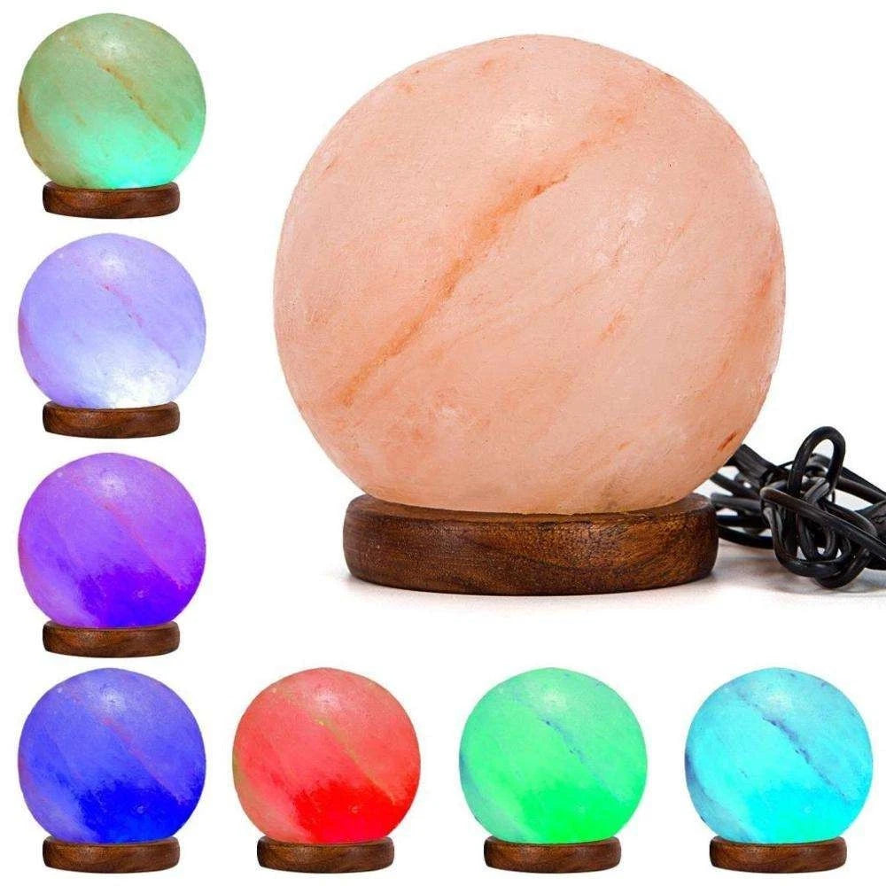 Hand-Carved Himalayan Pink USB Salt ball Lamp with–Natural Crystal Rock Light.