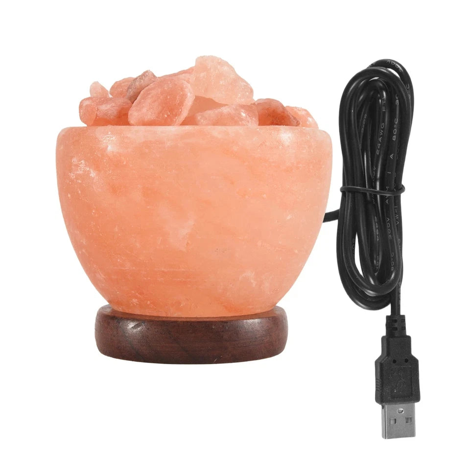 Himalayan Bowl Salt Lamp, USB Crystal Fire Bowl Lamp for Home Decor Night Light